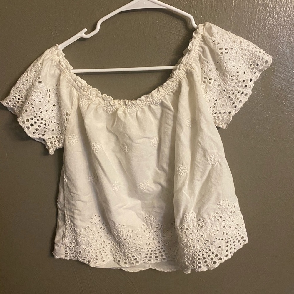 Woman’s off the shoulder crop top